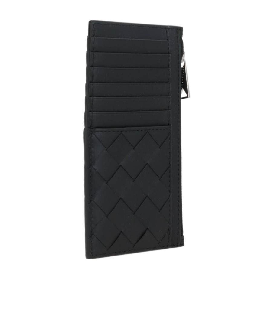 Bottega Veneta Intrecciato Leather Card Holder In Black