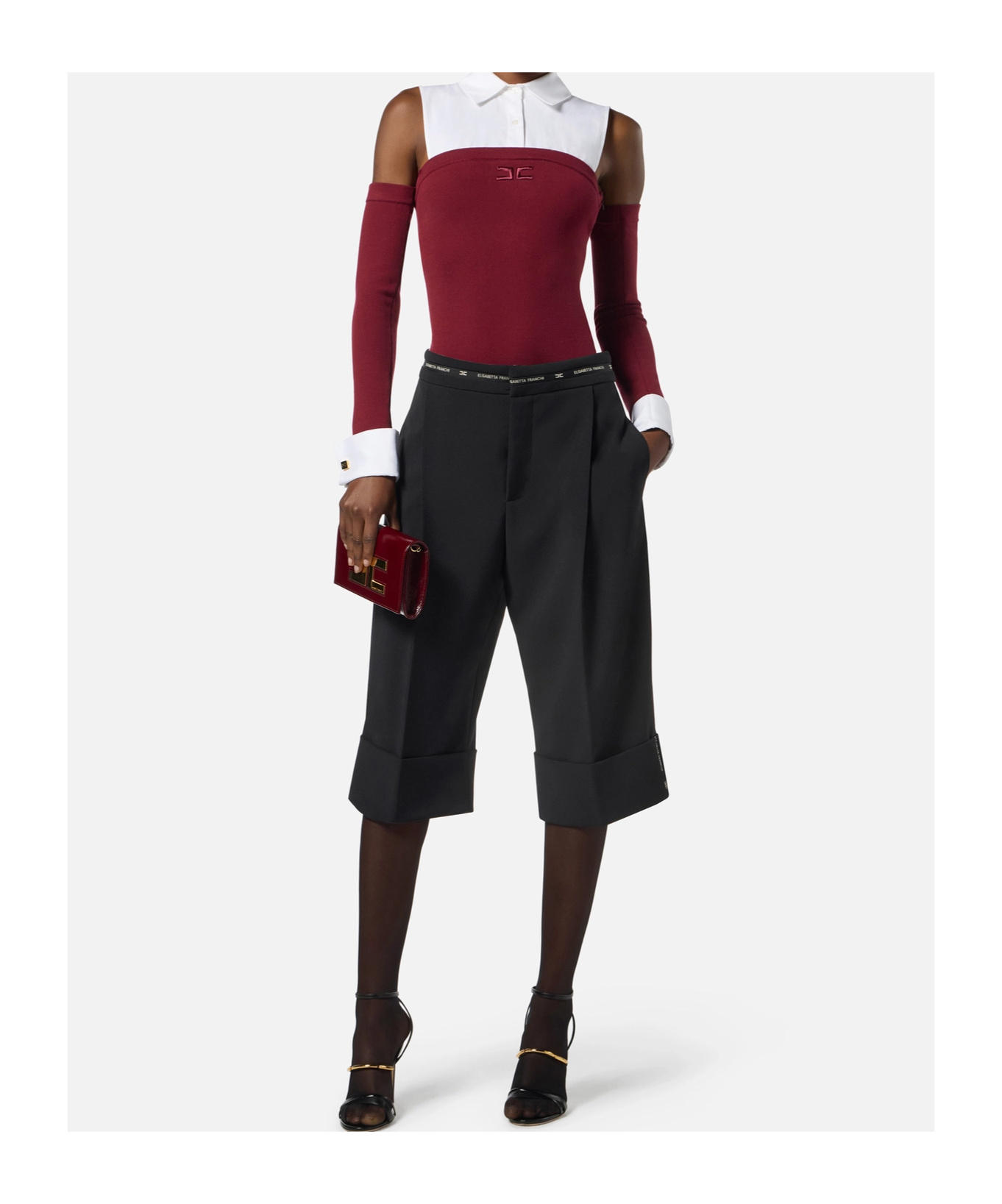 Elisabetta Franchi Embroidered-logo Bodysuit In Multi
