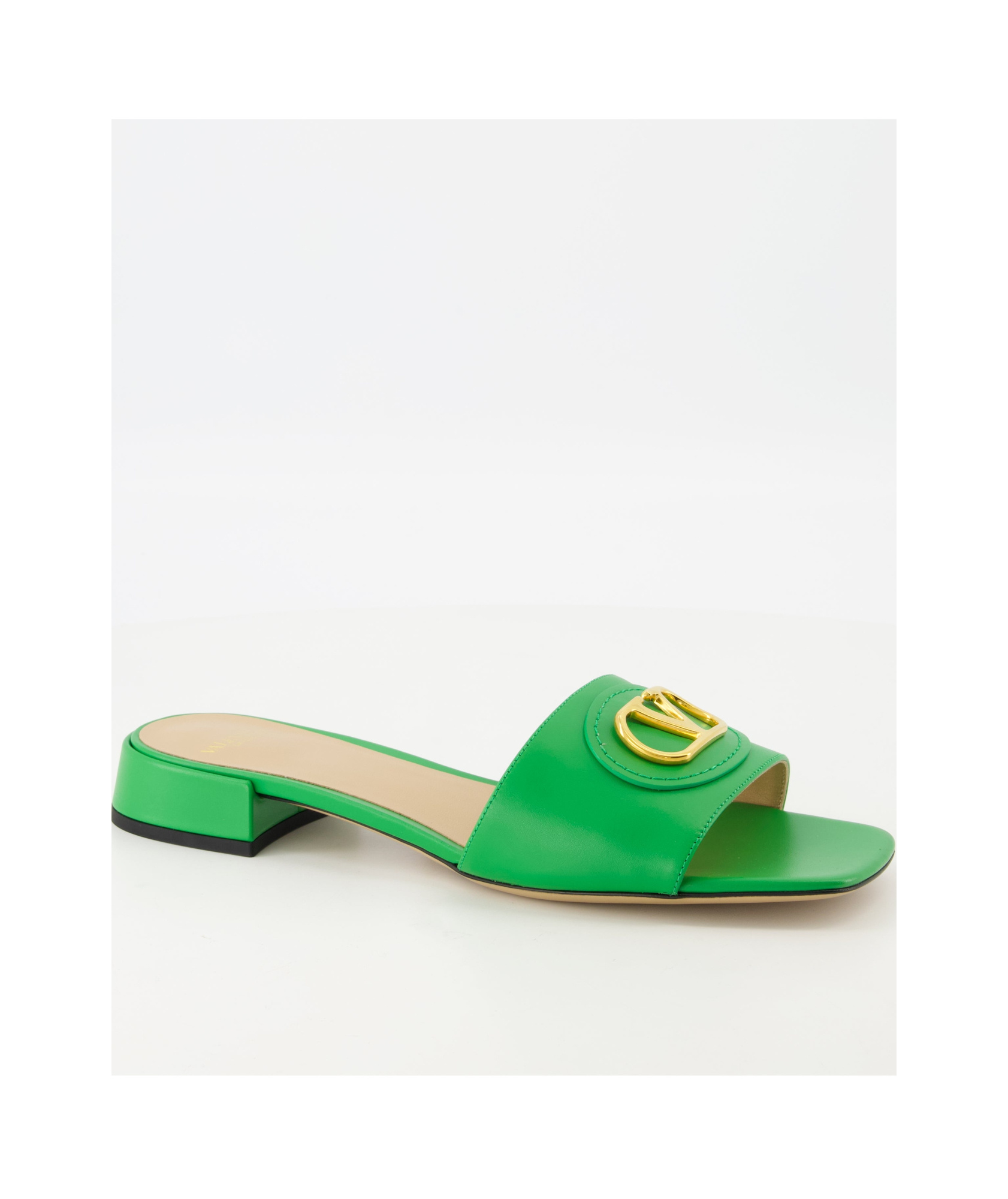Valentino Vlogo Slippers In Green