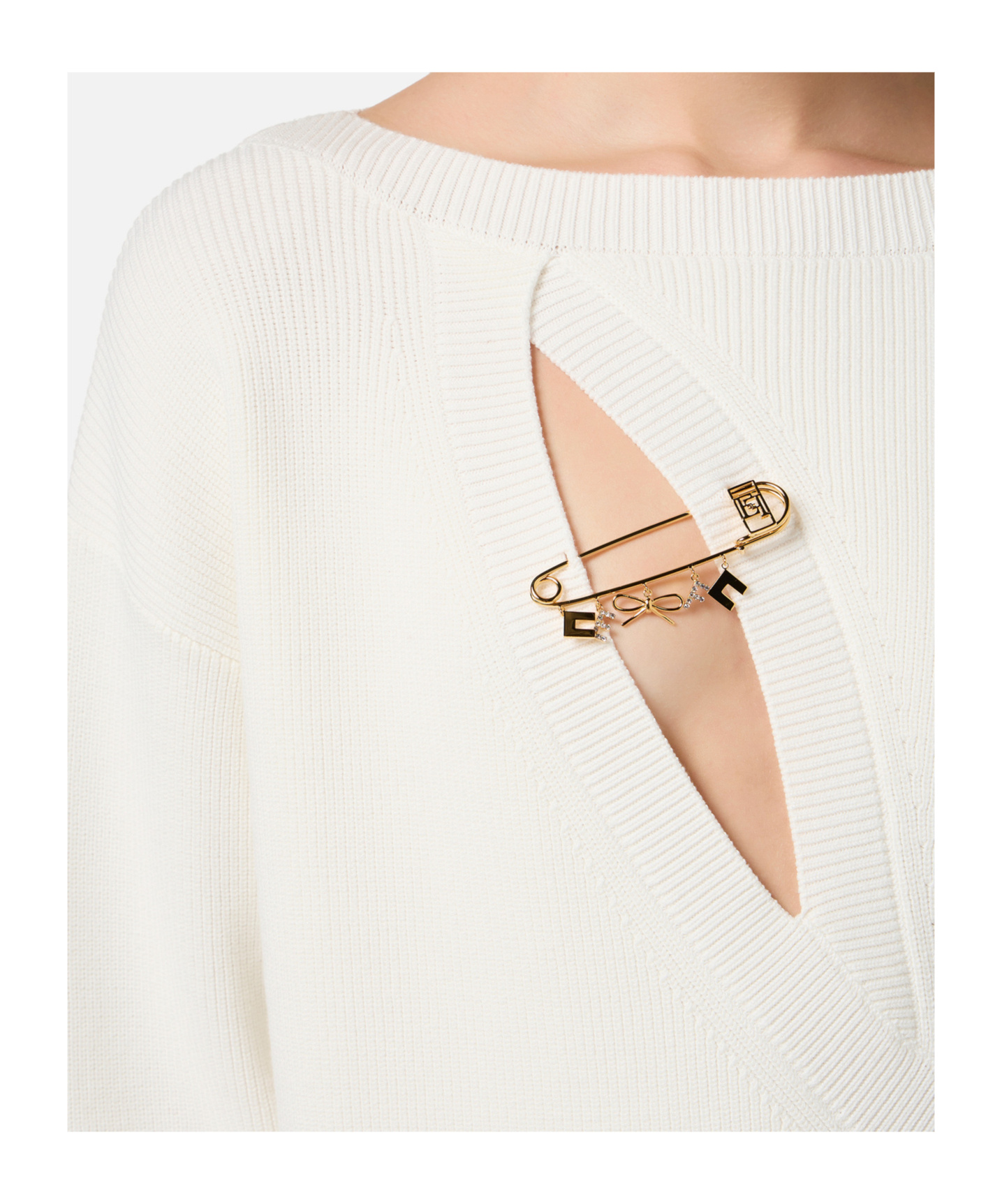 Elisabetta Franchi Long-sleeved Sweater In White