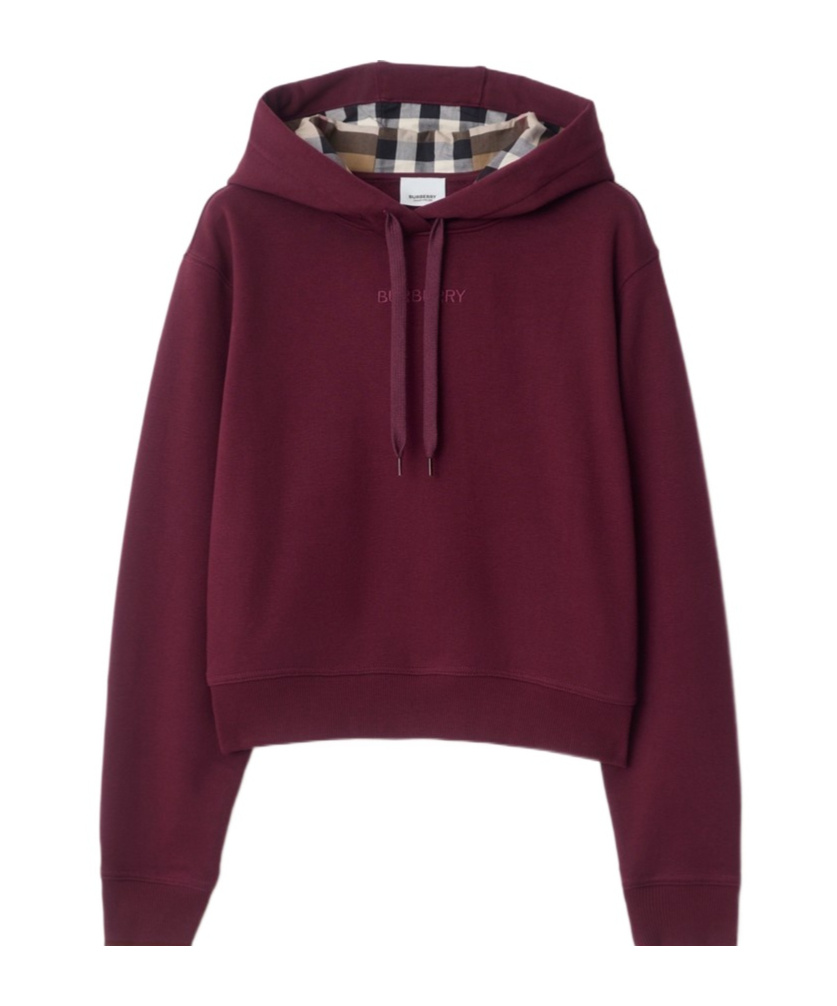 Burberry Short Cotton Hoodie In Red