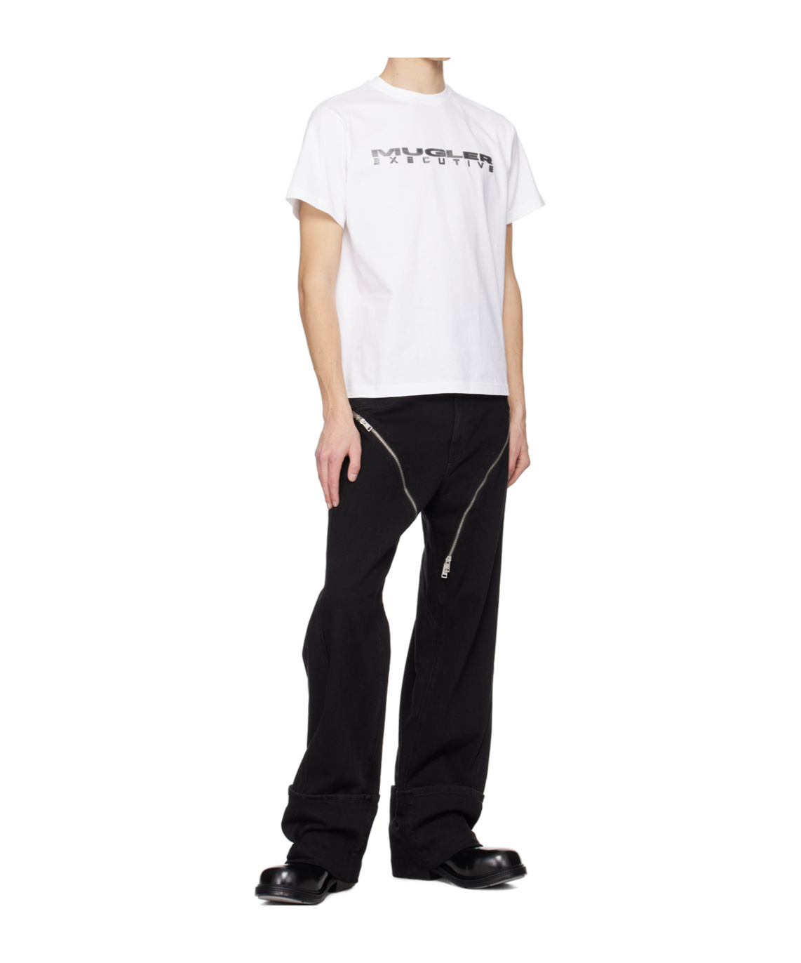 Mugler Emblem Patch T-shirt In White