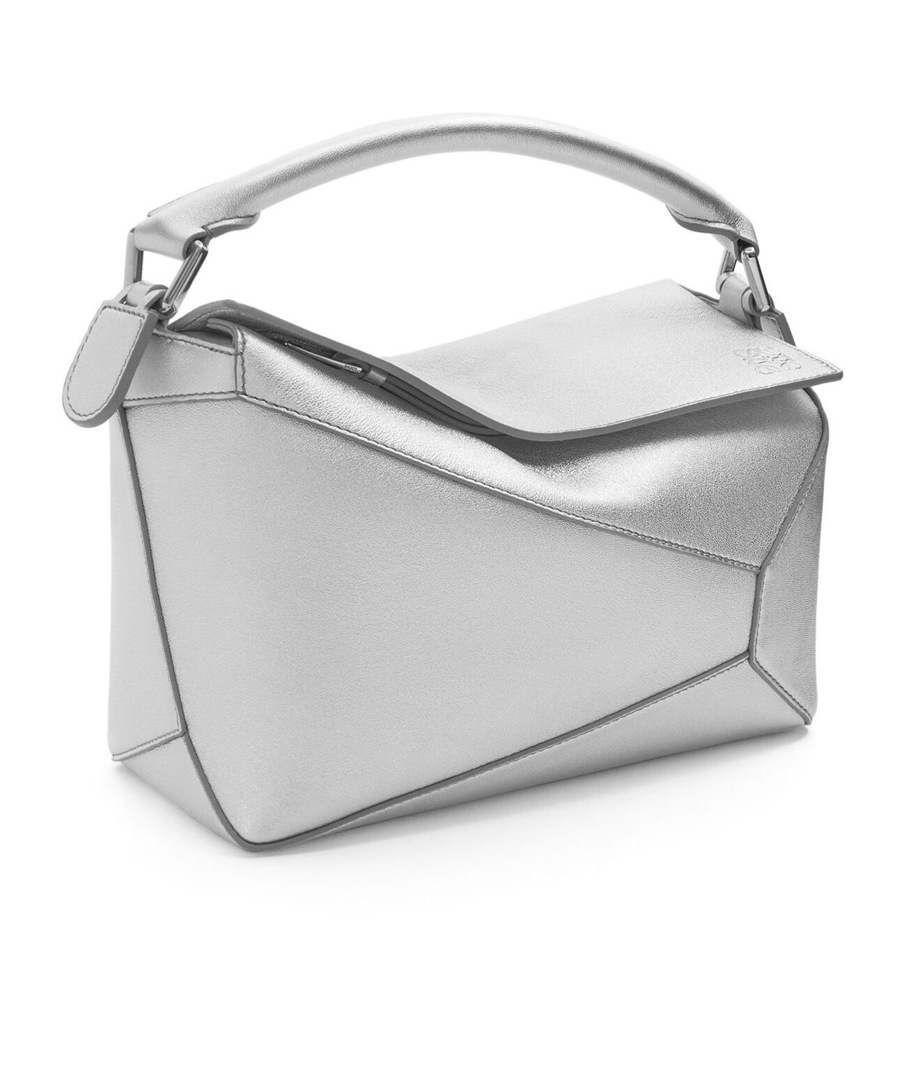 Loewe Mini Puzzle Leather Shoulder Bag In Gray