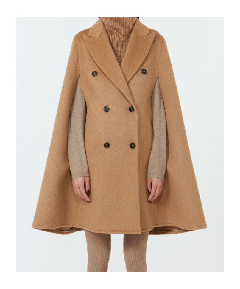 Max Mara Camel Drap Cape In Brown