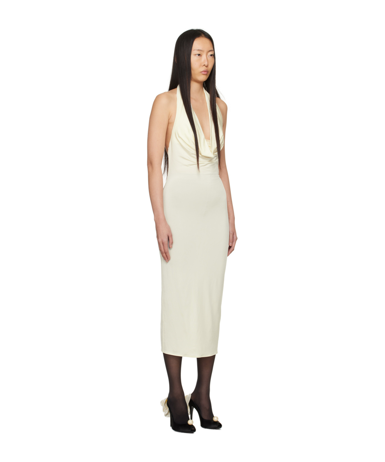 Magda Butrym Sleeveless Dress With Drooping Collar In White
