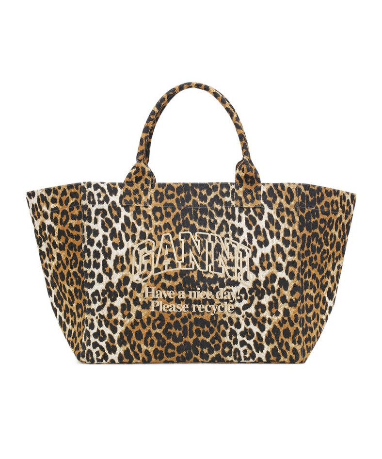 Ganni Oversized Canvas Tote Bag In Brown