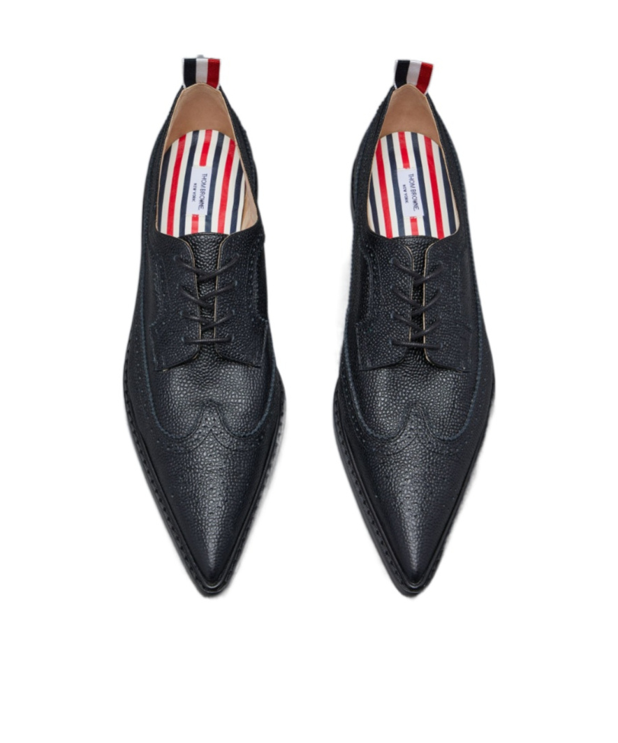 Thom Browne Pointed -toe Leather Brogues In Black