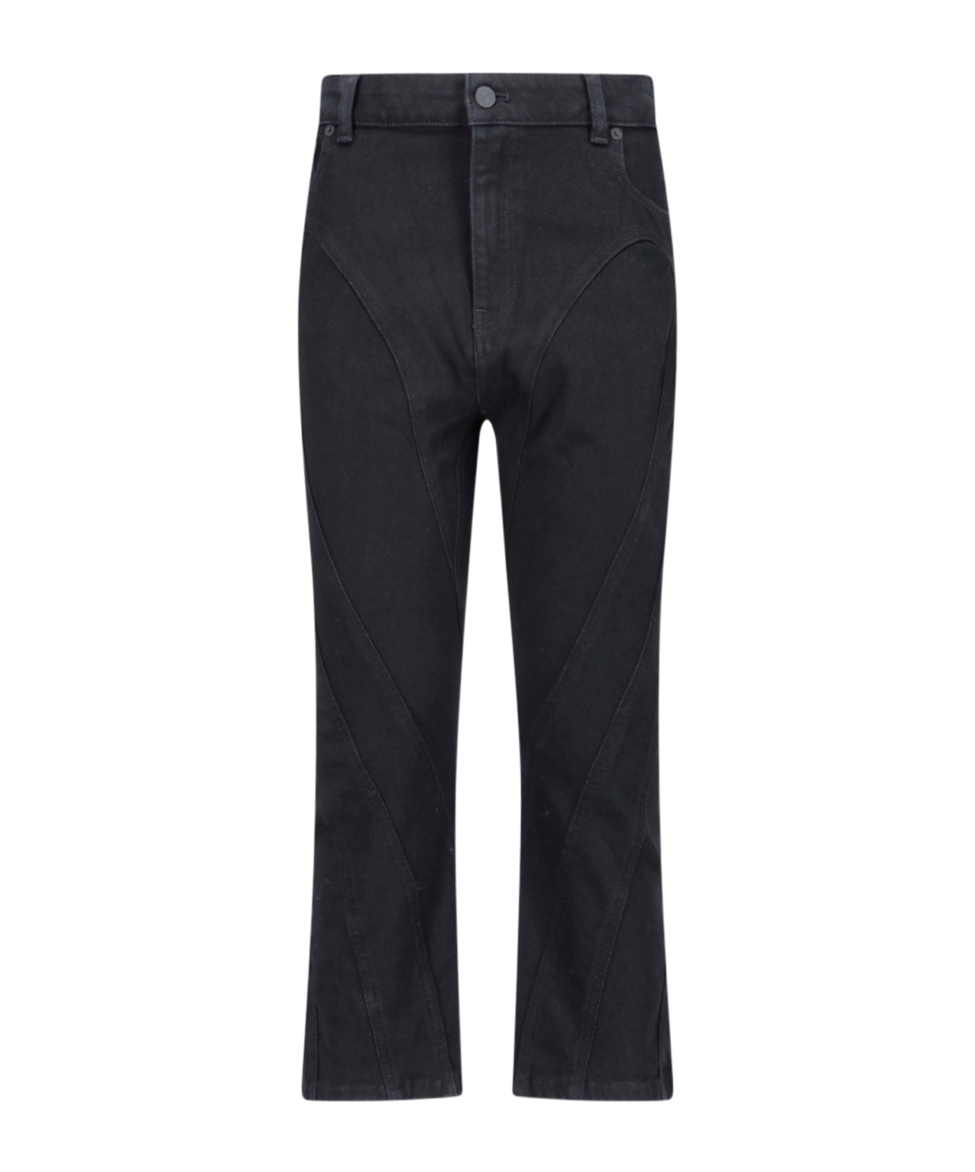 Mugler Seam-detailed Tapered Jeans In Black