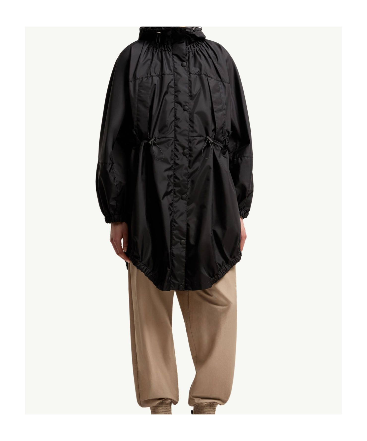 Moncler Expression Canvas Long Parka In Black