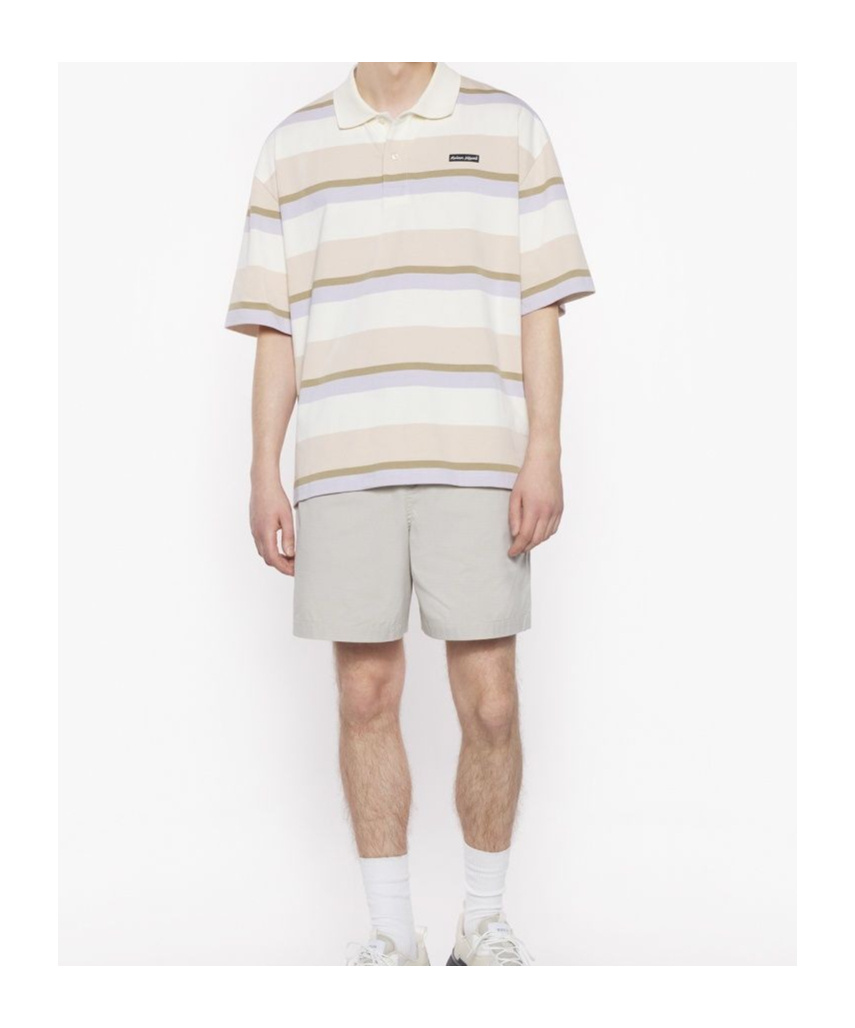 Maison Kitsuné Multicolor Oversize Polo Shirt With Logo Patch On The Front And All-over Striped Motif In Multi