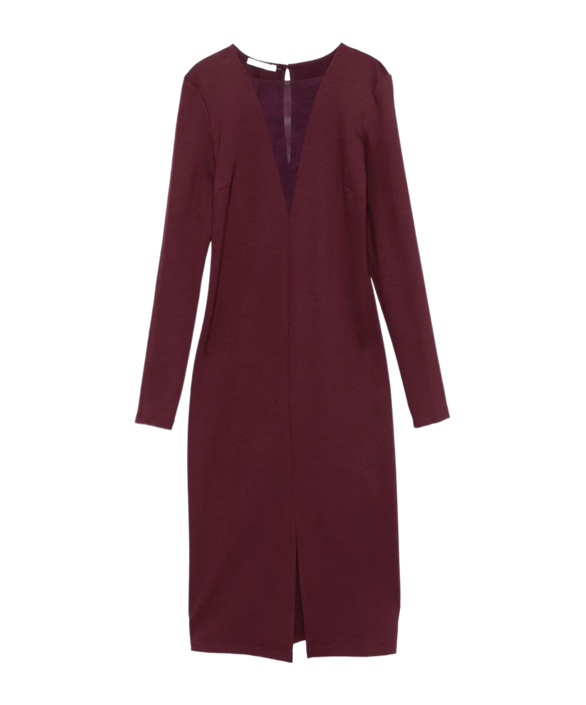 Patrizia Pepe V-neck Long-sleeved Dress In Burgundy