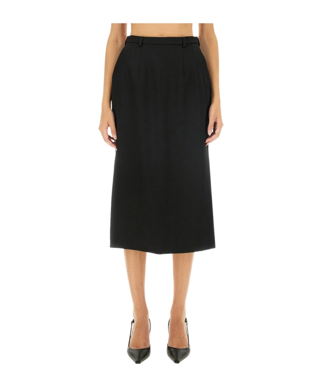 Dolce & Gabbana Gabardine Virgin-wool Midi Skirt In Black
