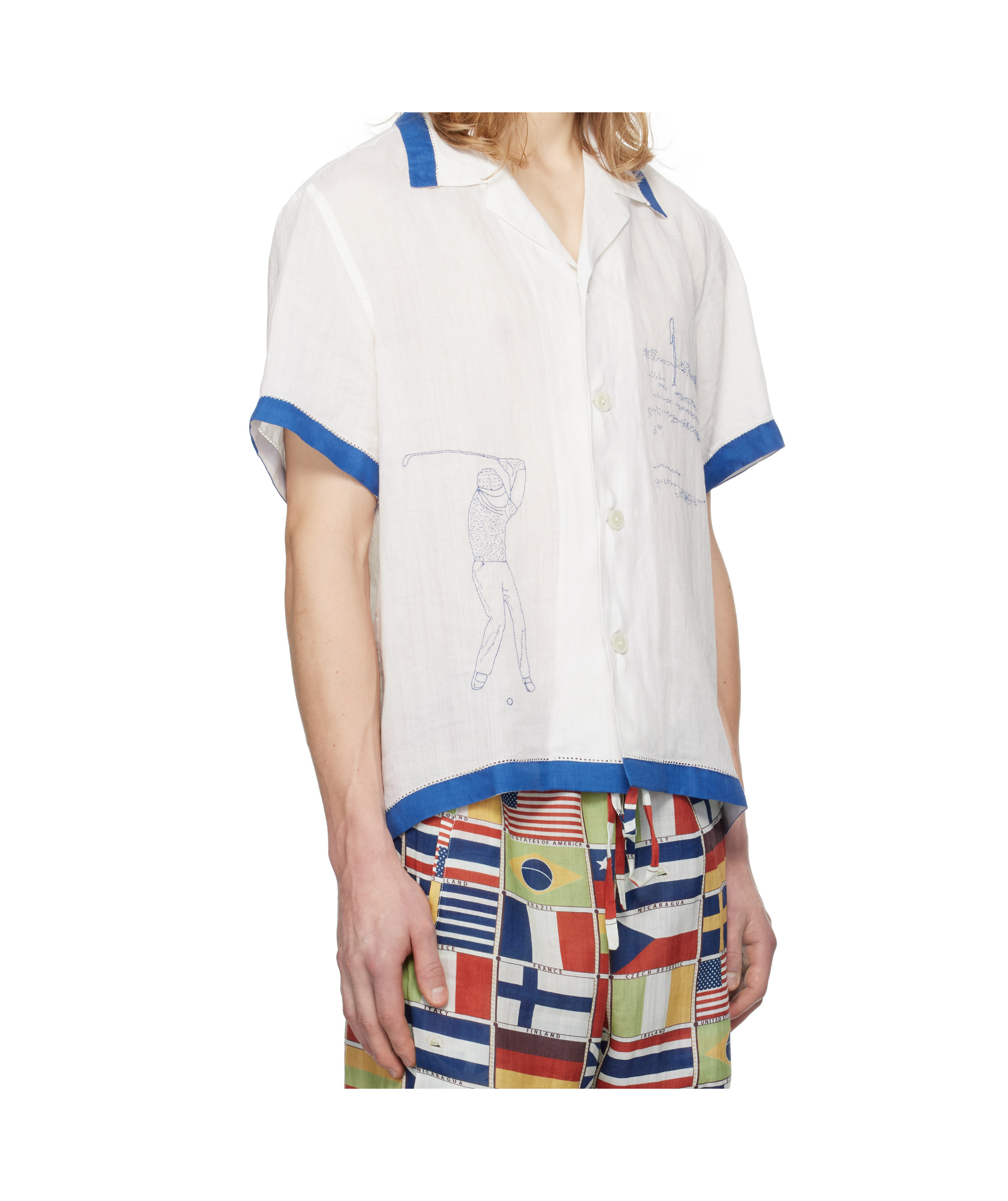 Bode Club Champion Shirt In White/blue