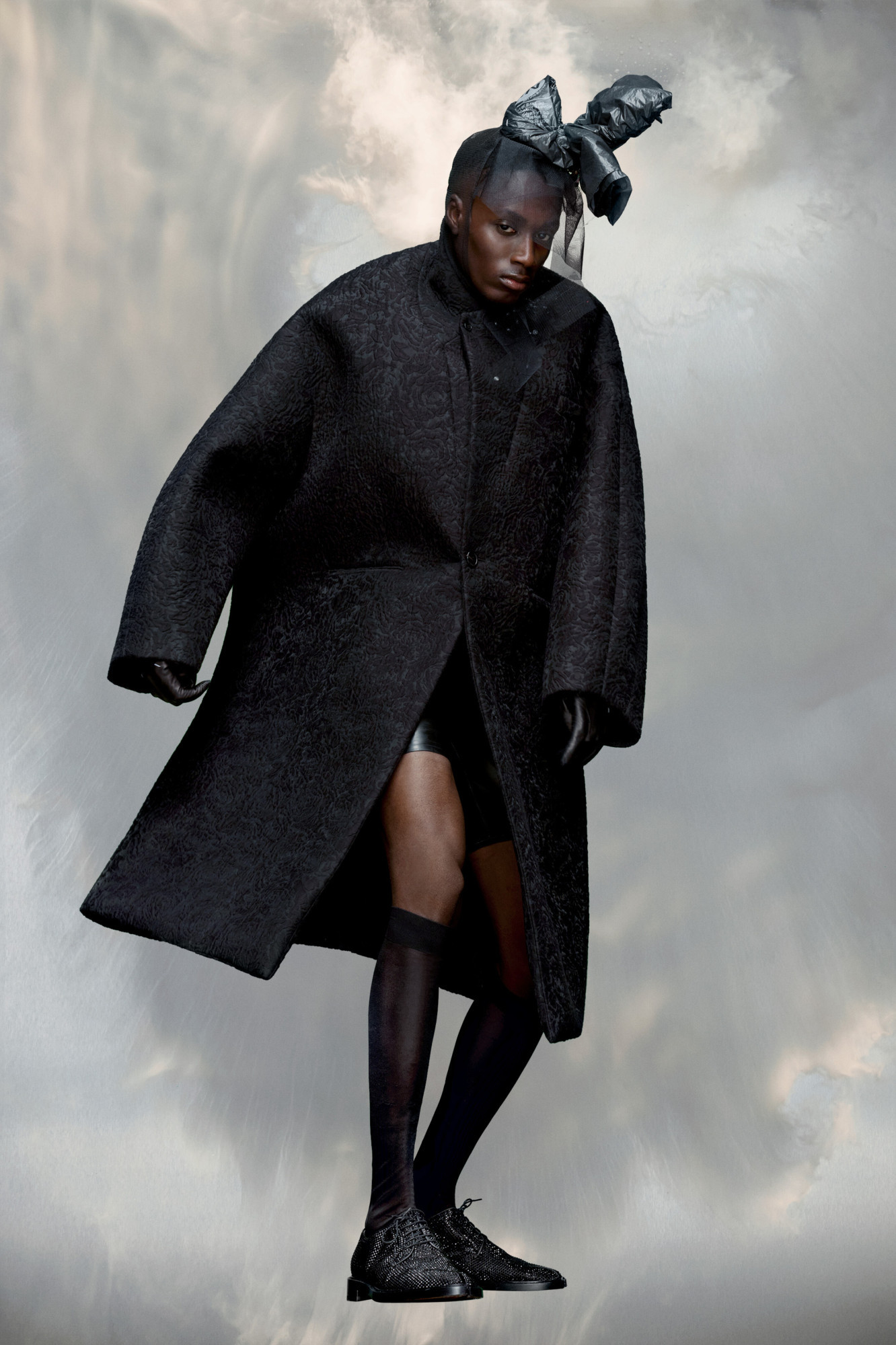 Maison Margiela Drop Shoulder Oversized Coat In Black