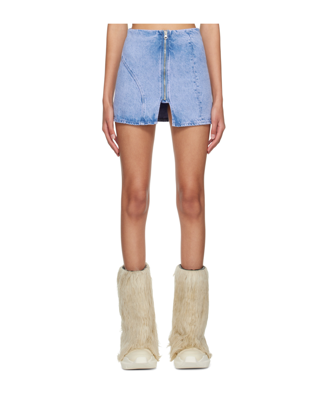 Avavav Ssense Exclusive Purple Denim Miniskirt In Blue
