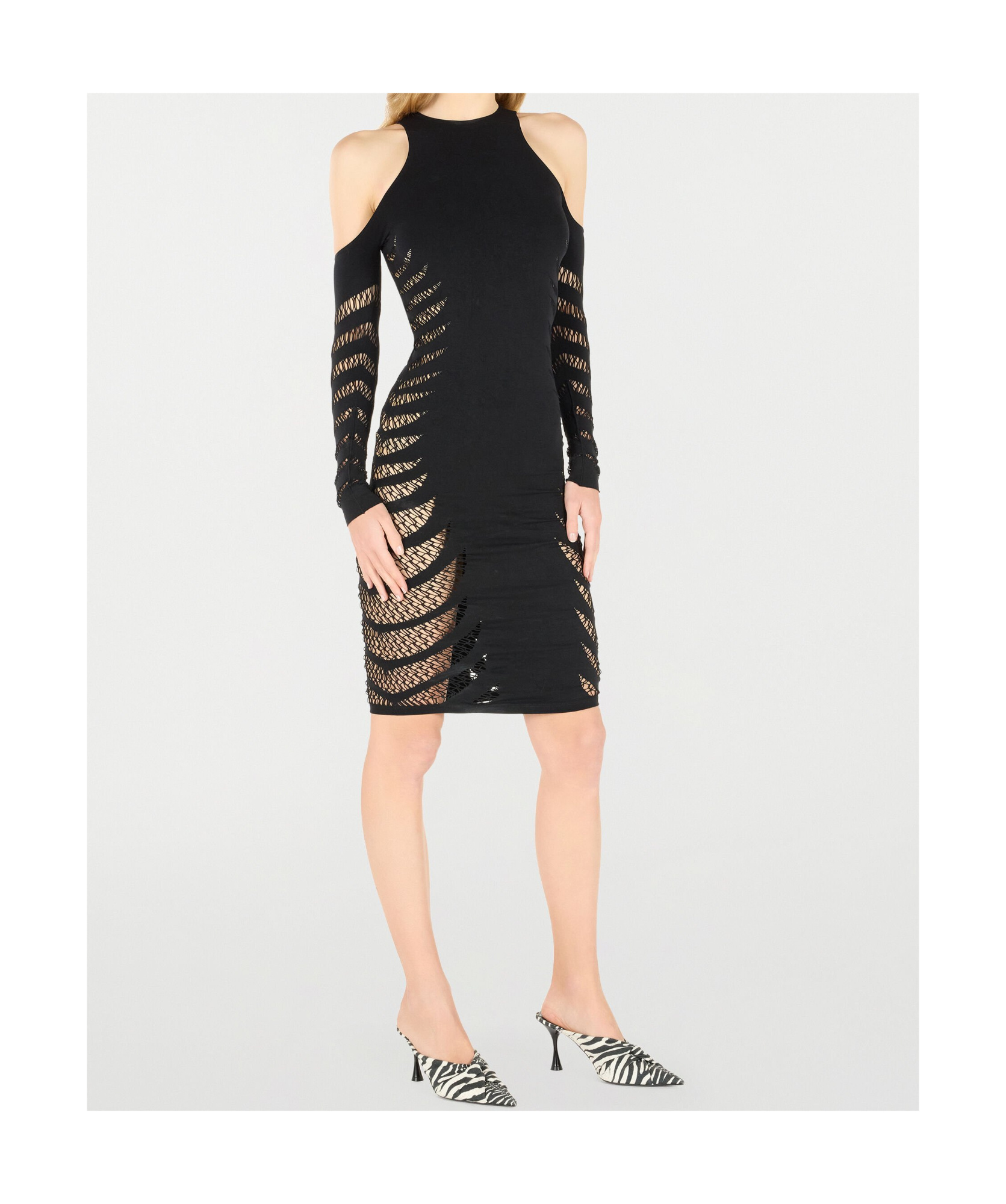 Roberto Cavalli Midi Dress With Perforated Pattern