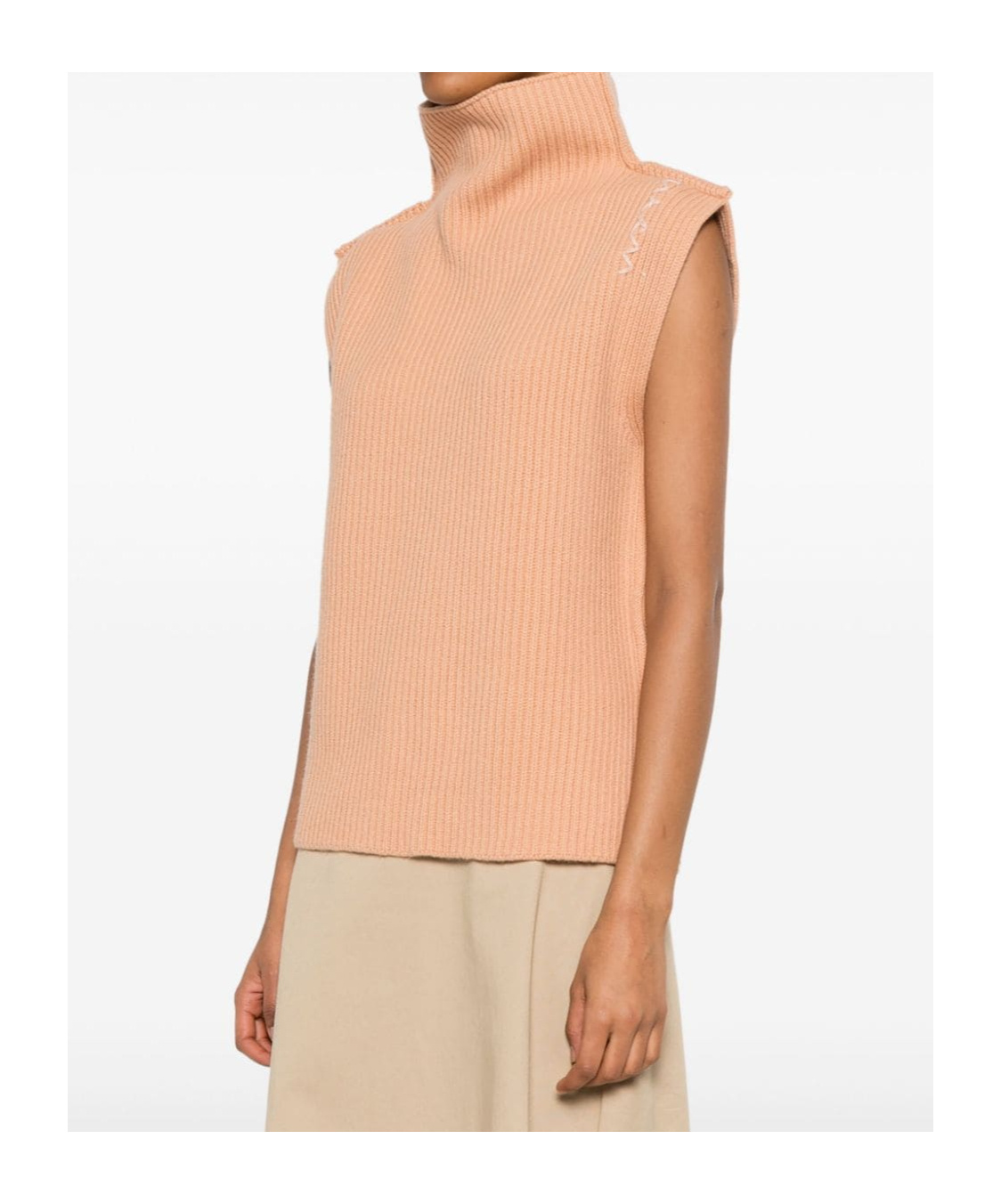 Marni Ribbed Wool Vest In Nude