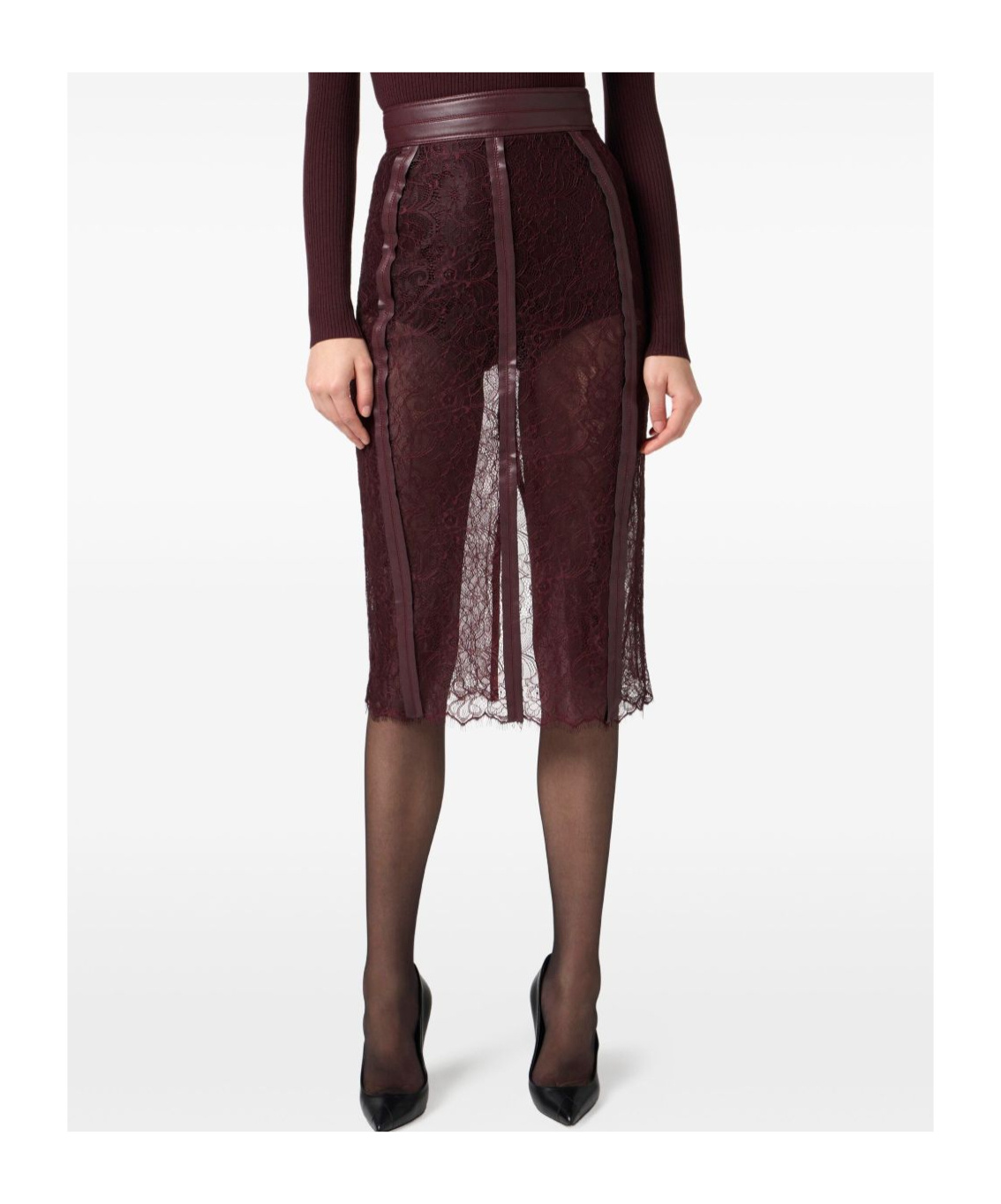 Elisabetta Franchi Lace-contrast Midi Skirt In Animal Print
