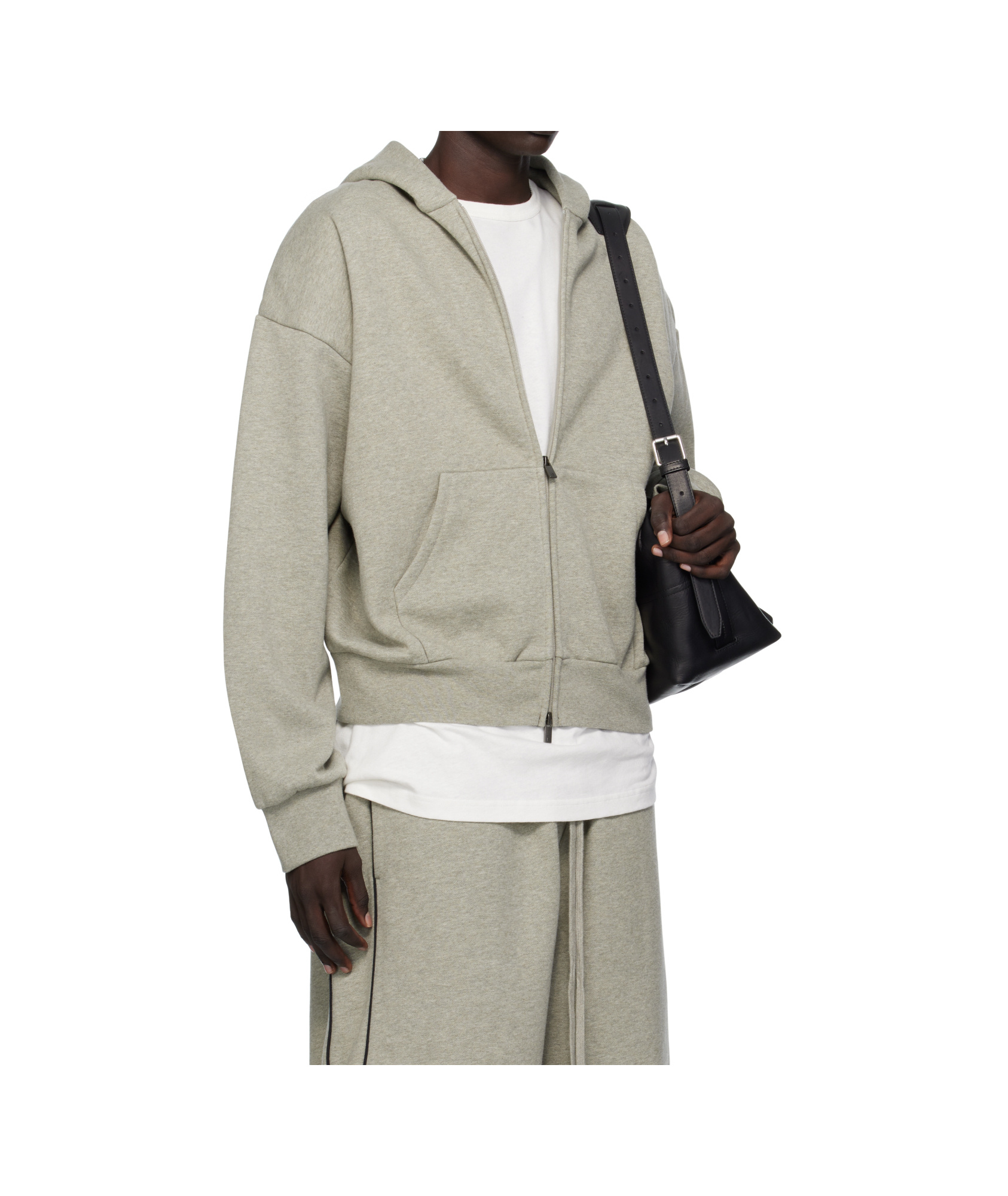 Essentials Zipper Hooded Sweatshirt In Gray