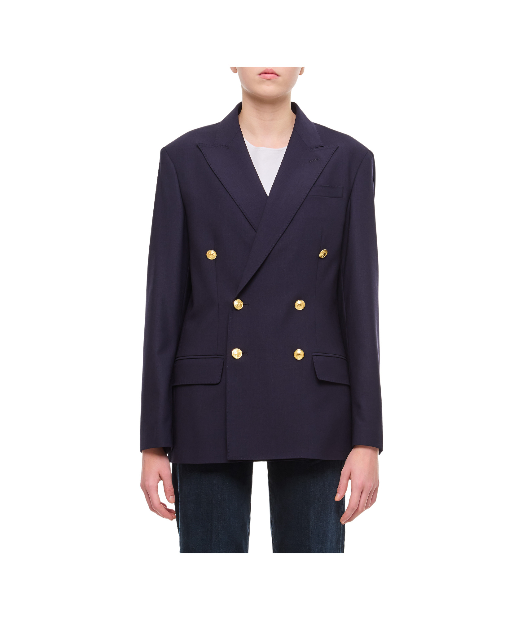 Polo Ralph Lauren Double-breasted Notched Blazer In Black