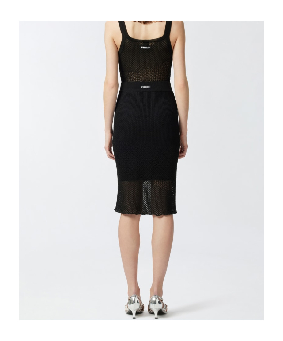Pinko High-waisted Knitted Midi Skirt In Black