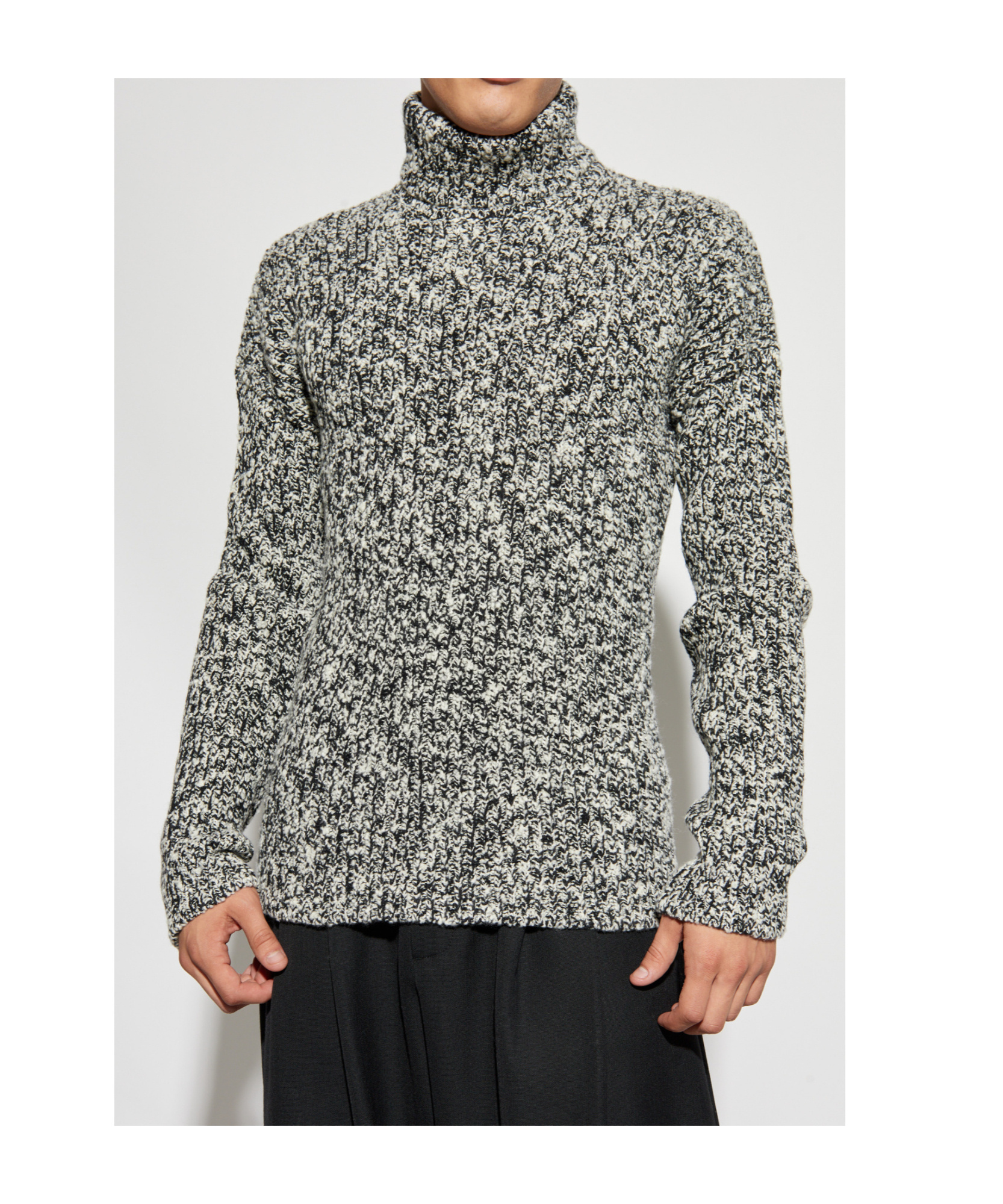 Dolce & Gabbana Two-tone Knit Turtleneck Sweater In Gray