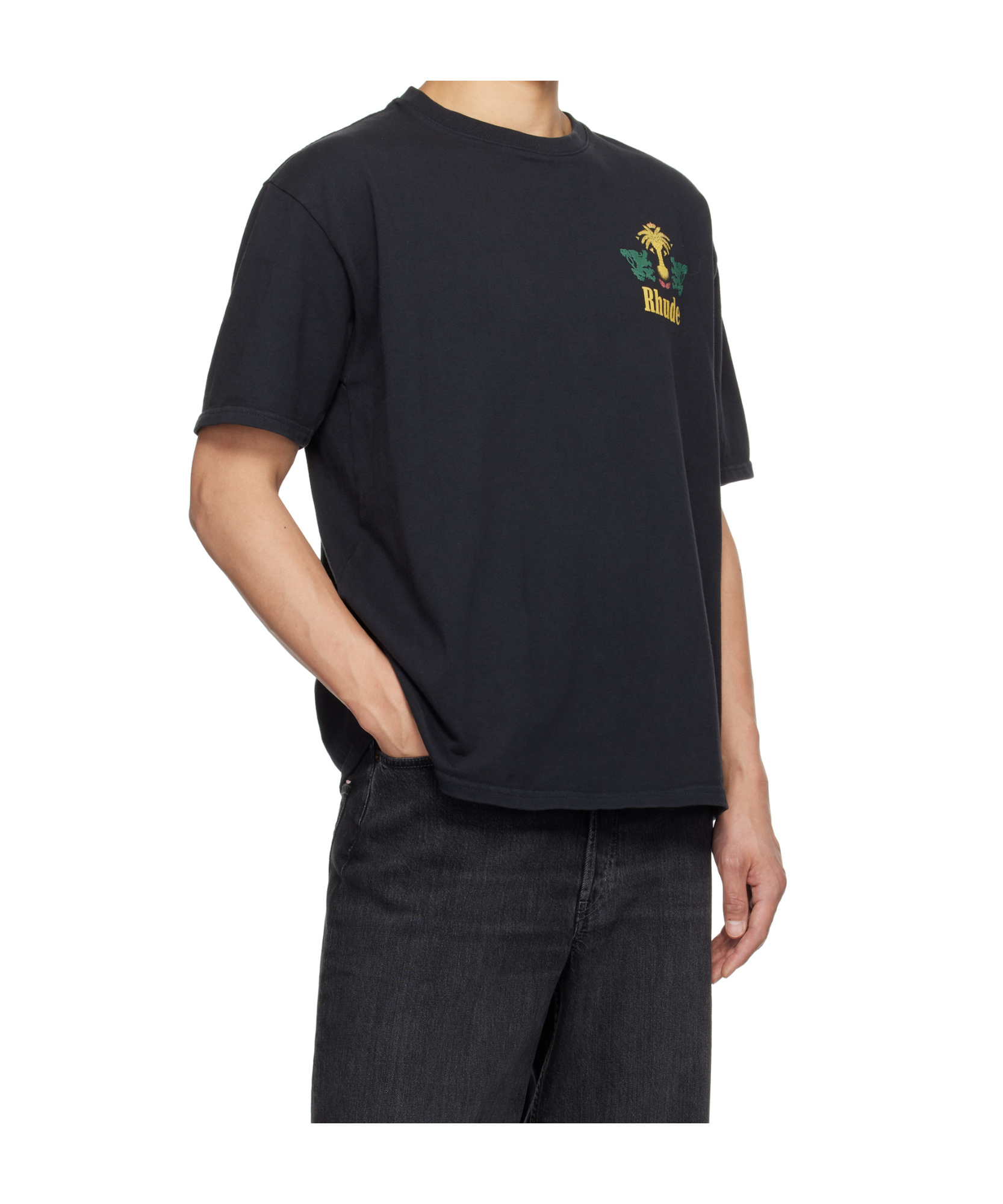 Rhude Tobacco Logo-print Cotton-jersey T-shirt In Black