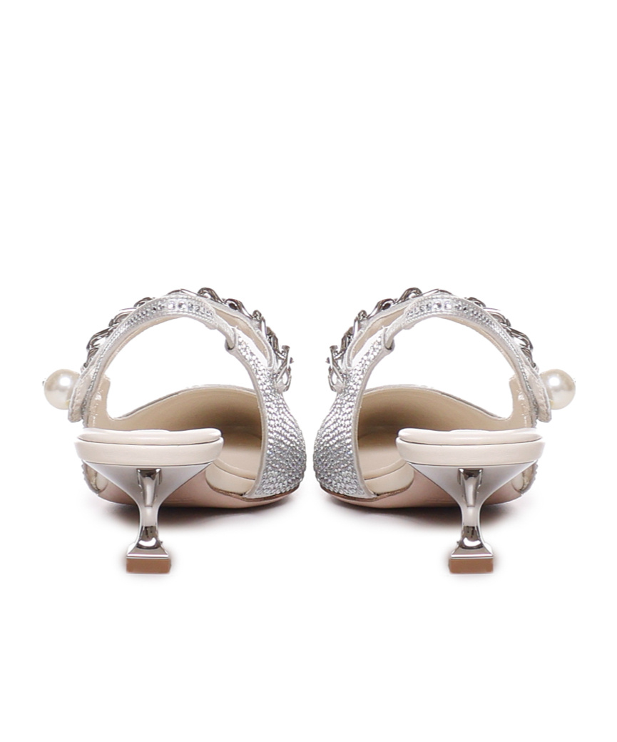 Shop Miu Miu Pointed High Heels In White