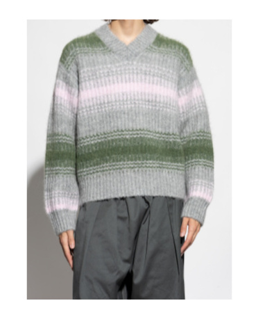 Kenzo Striped V-neck Sweater Long Sleeves In Multi