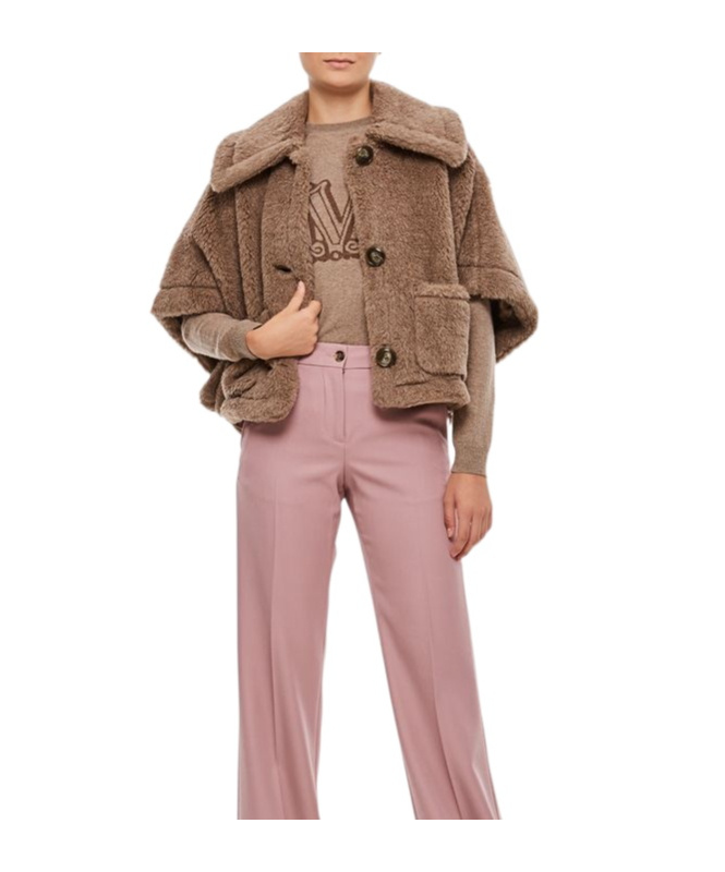 Max Mara Teddy Short-sleeve Cropped Jacket In Brown