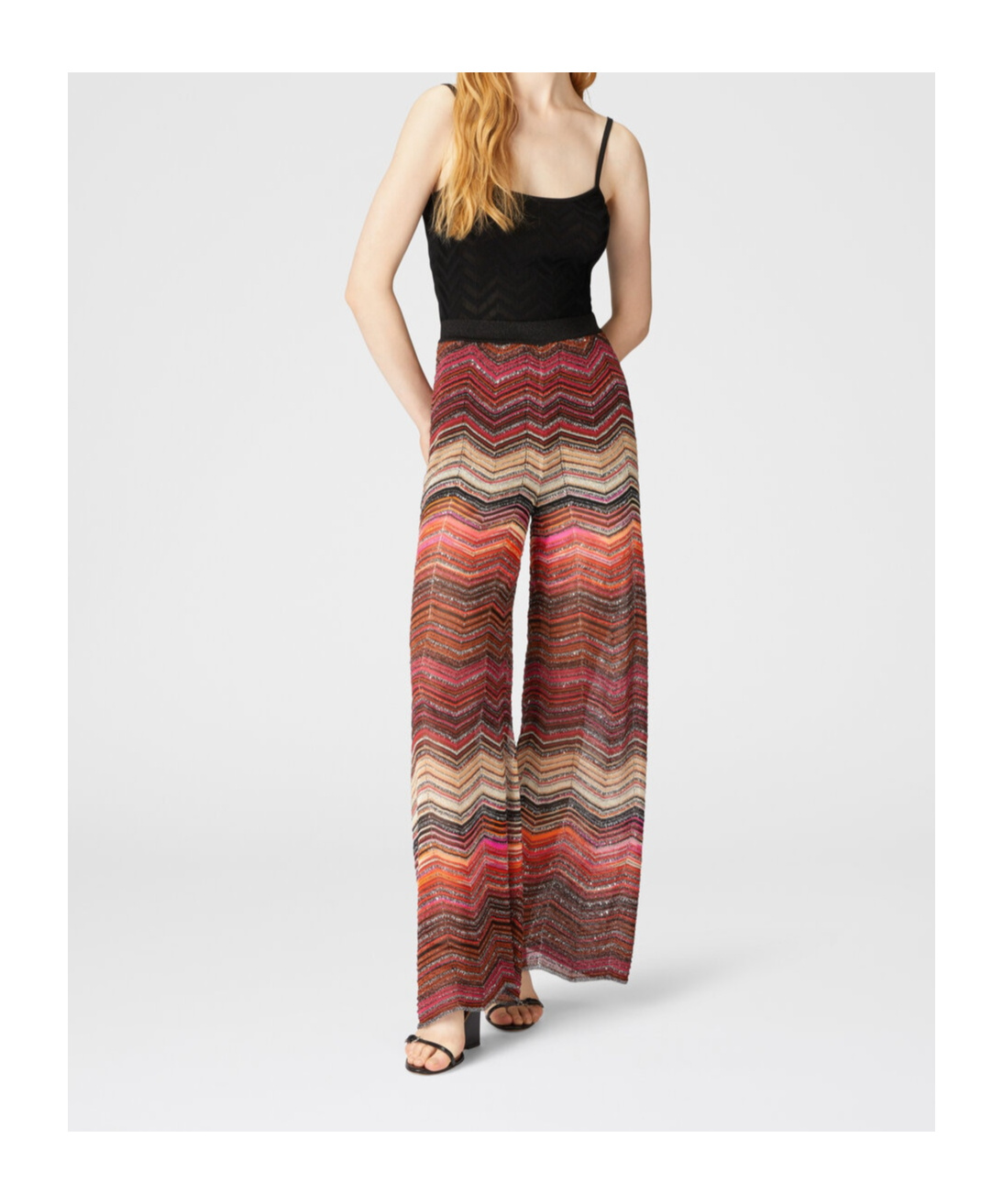 Shop Missoni Zigzag-pattern Lamé Palazzo Pants In Brown