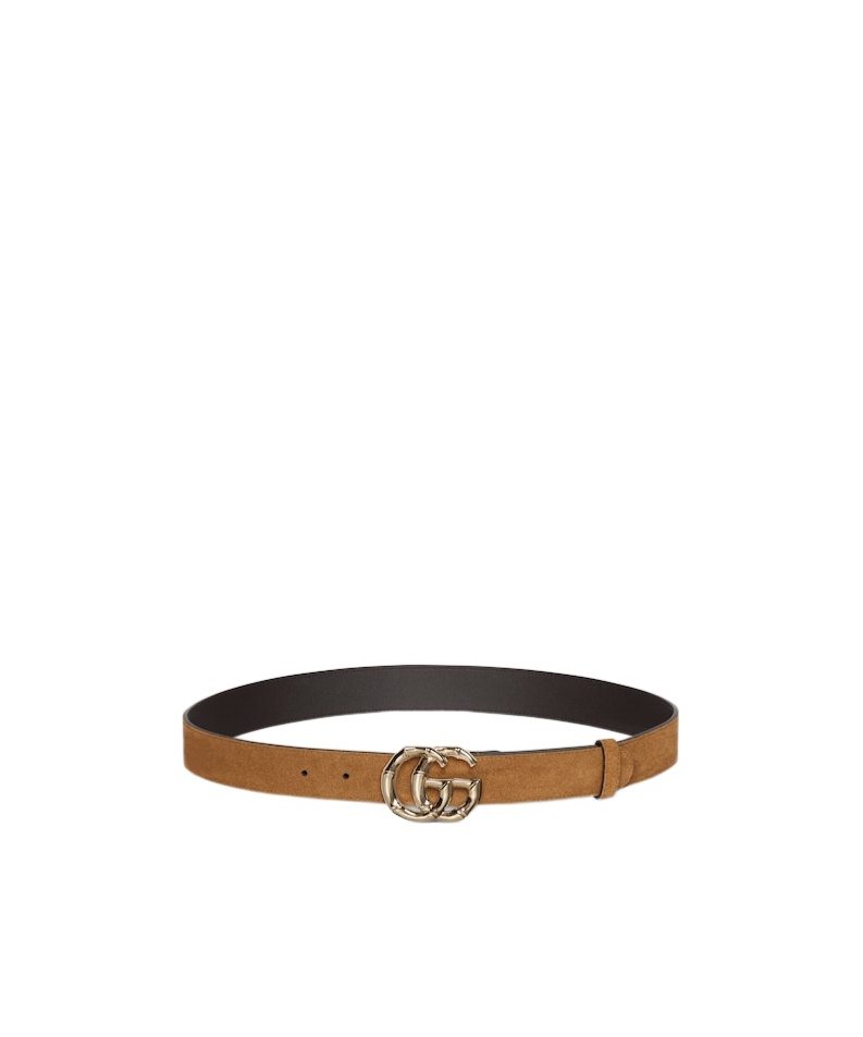 Gucci Suede Belt Gold-tone Hardware In Brown