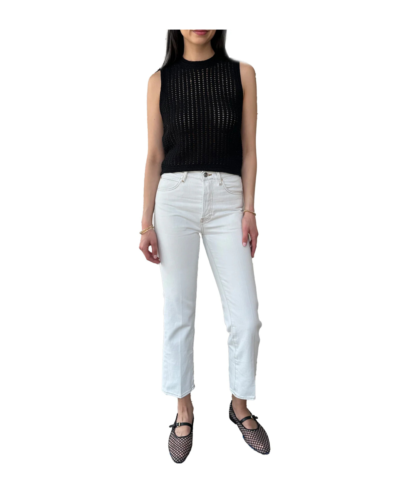 Frame Stiff Denim Jeans Belt Loops In White