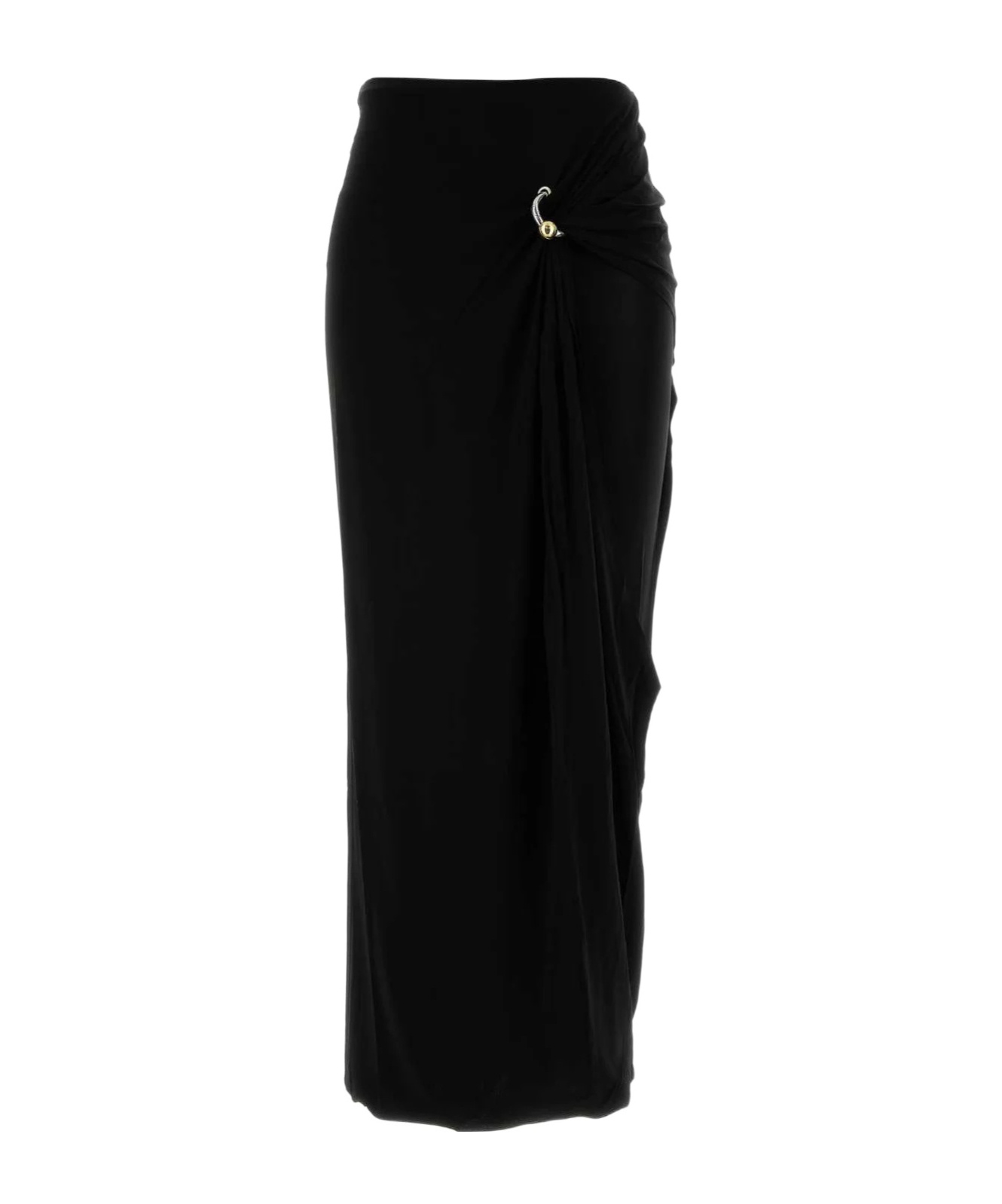 Jean Paul Gaultier Womens Black Piercing Asymmetric Jersey Midi Skirt In Black