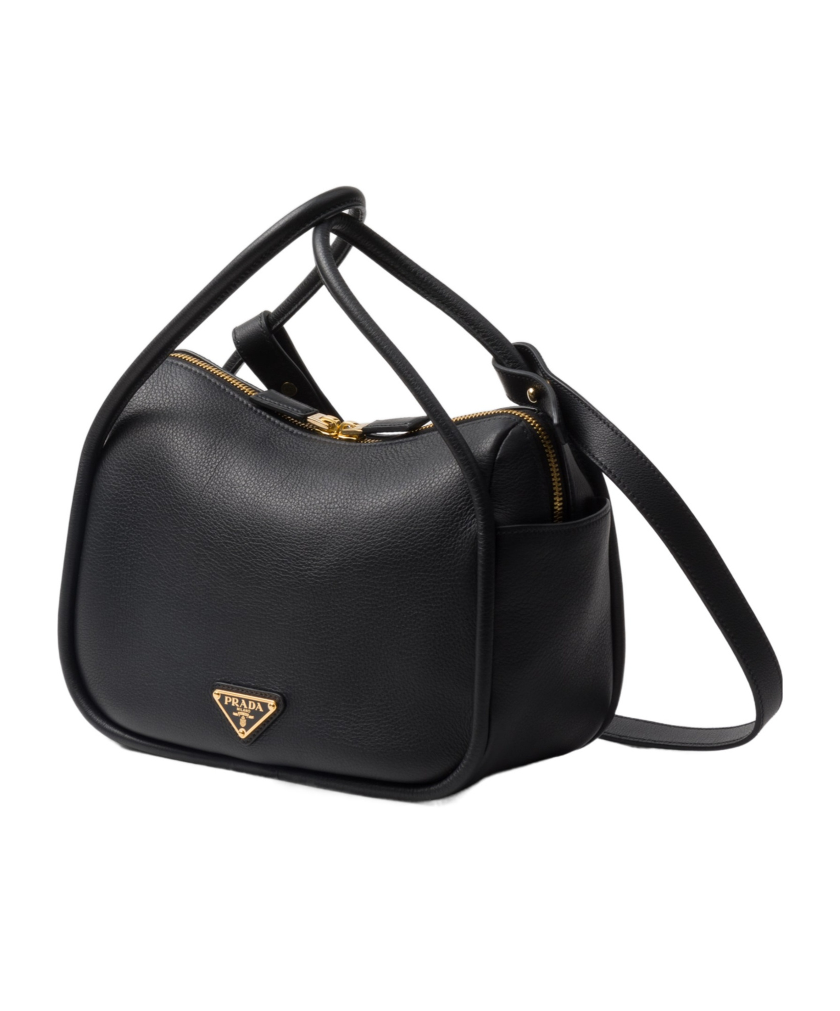 Shop Prada Leather Handbag In Black
