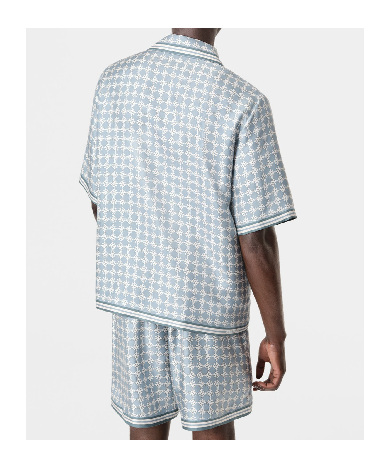 Amiri Cuban Collar Shirt Monogram Pattern In Blue