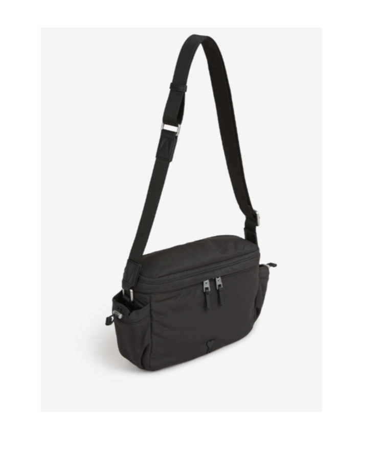 Ami Alexandre Mattiussi Messenger Bag In Padded Nylon Canvas Crossbody Bags Black In Black