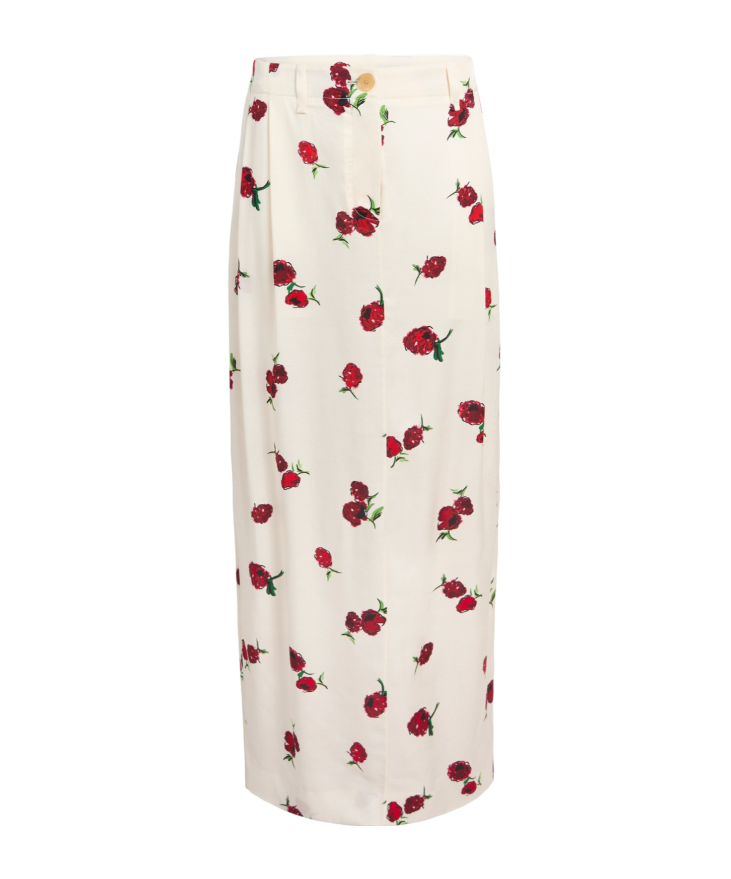Khaite Lucian Skirt In Cream With Raspberry Print In White