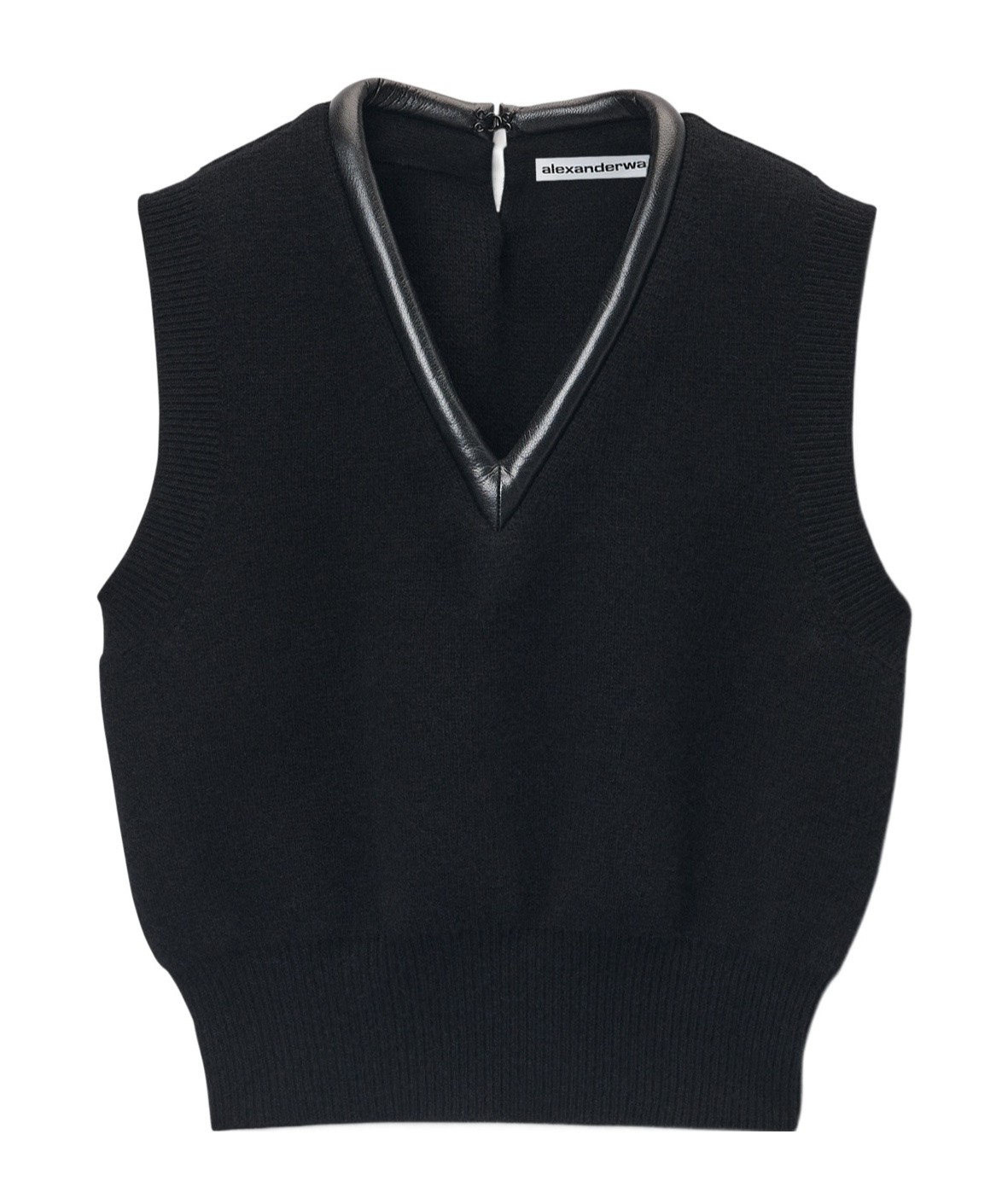 Alexander Wang Tubular Trim Logo-decorated Knitted Vest In Black