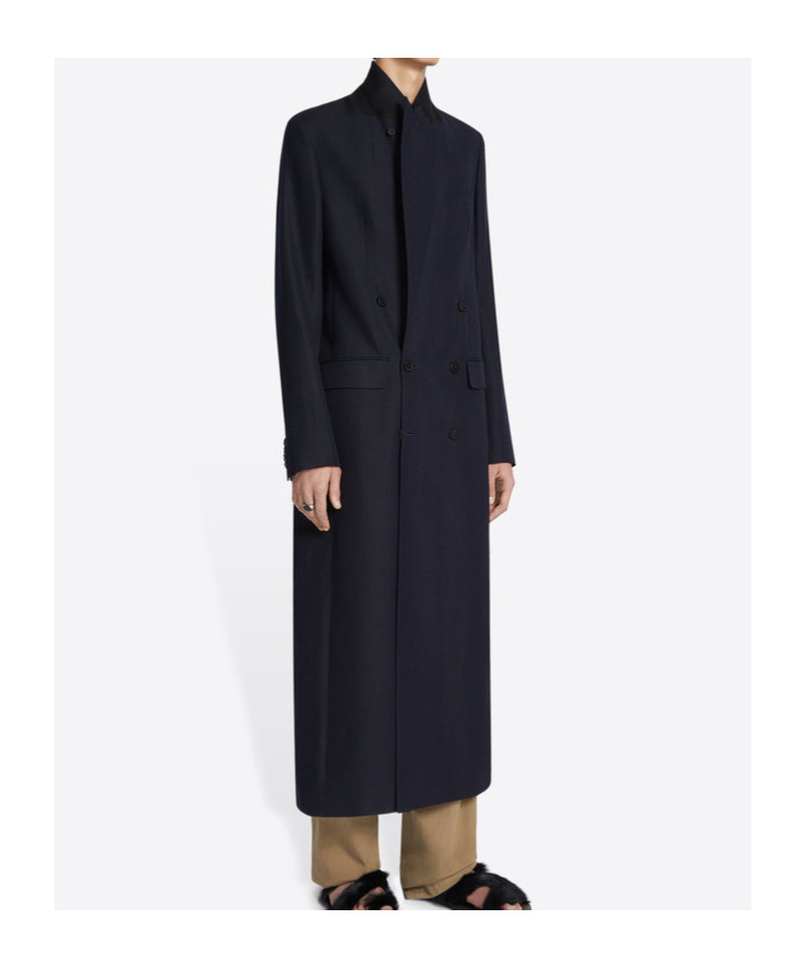 Dries Van Noten Lapel Long Sleeve Coat In Black