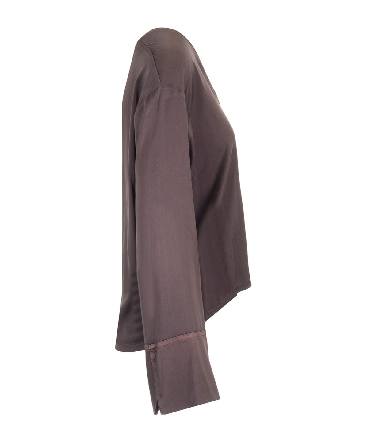 FORTE FORTE SILK SATIN LONG-SLEEVE TOP