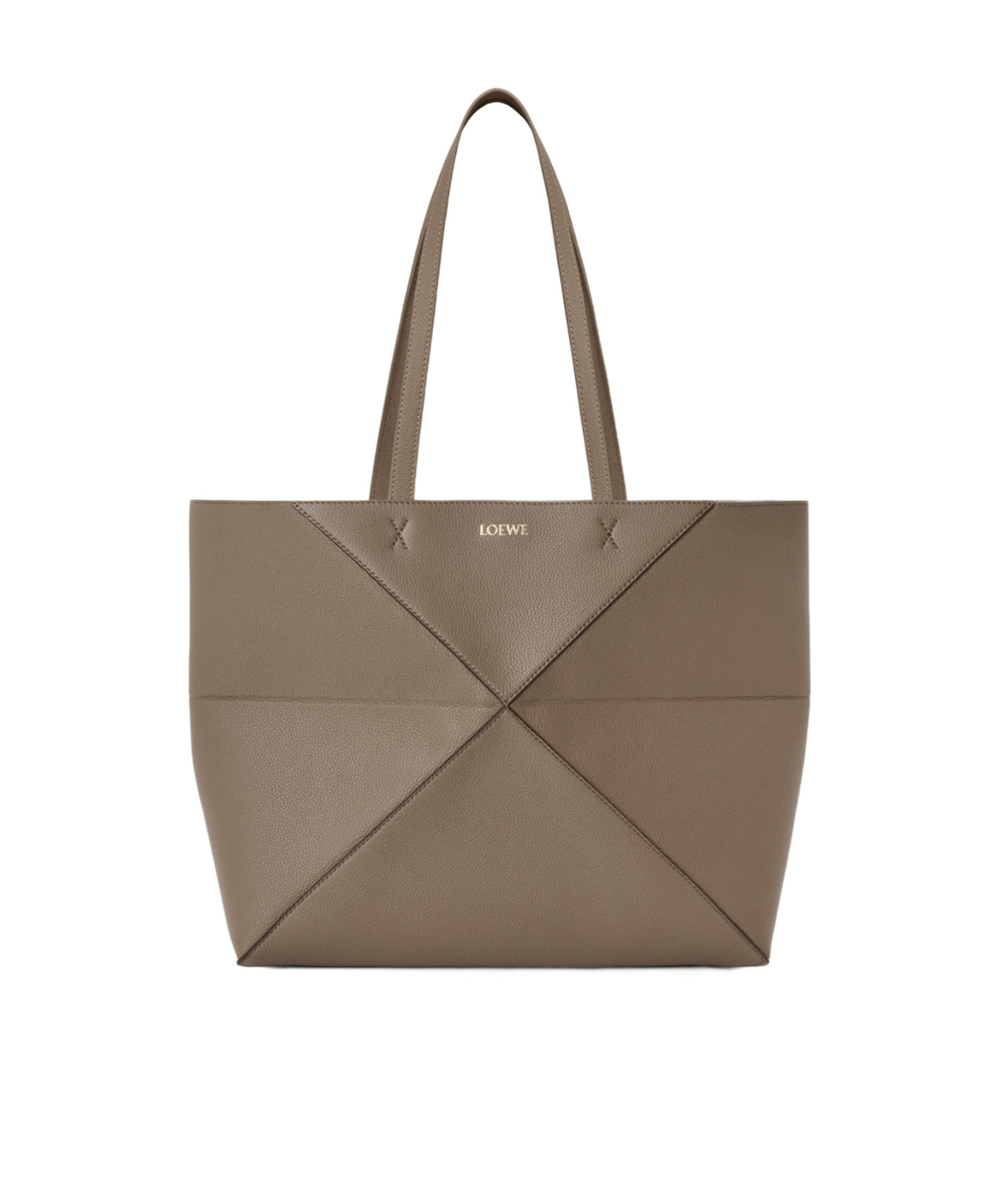 Loewe Medium Puzzle Fold Horizontal Tote Bag In Grained Calfskin In Brown