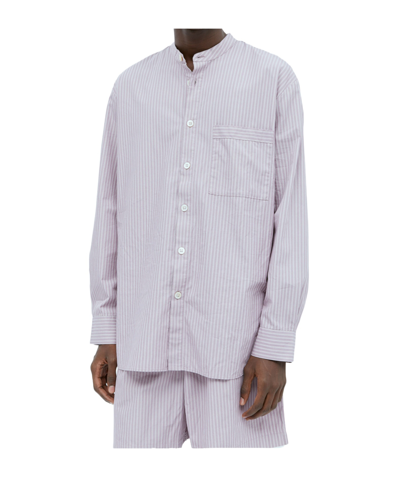 Tekla Striped Shirt In Gray