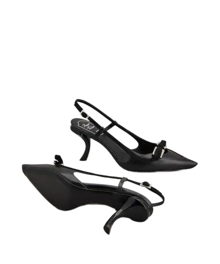 Roger Vivier Virgule Slingback Pumps In Leather In Black