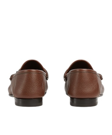 Gucci Men's Horsebit 1953 Grained Leather Bit Loafers In Brown