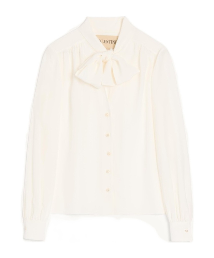 Valentino Crepe De Chine Shirt In White