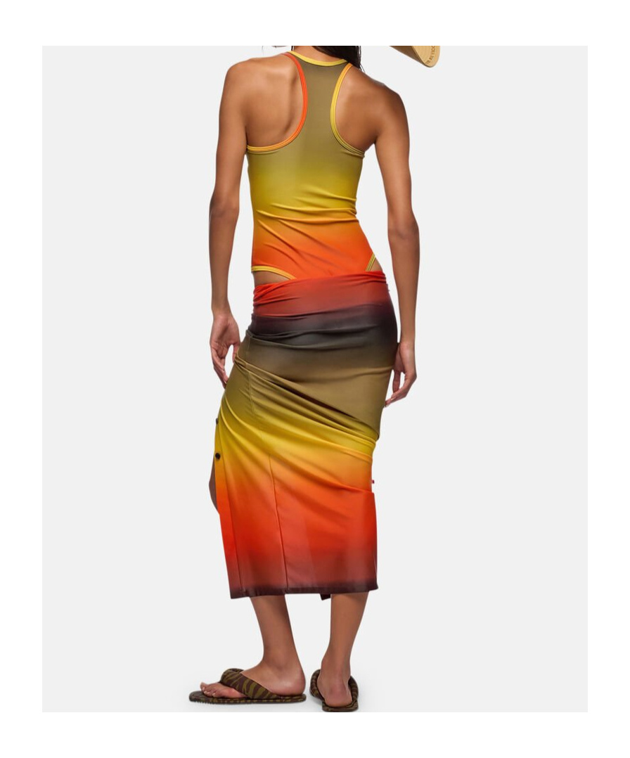 Attico The  Sunset Printed Midi Skirt In Multi