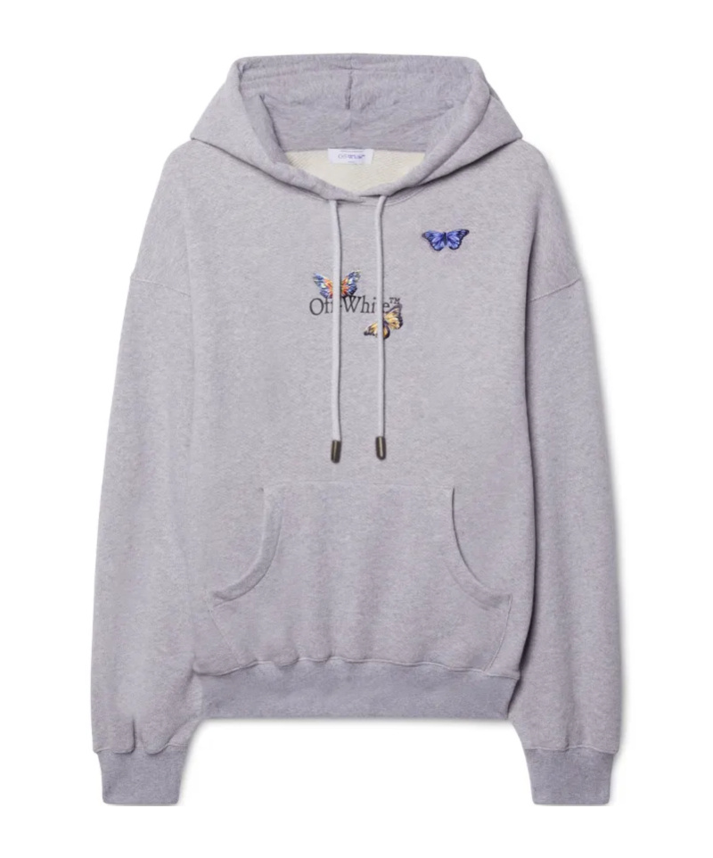 Off-white Bookish Butterfly Hoodie In Gray