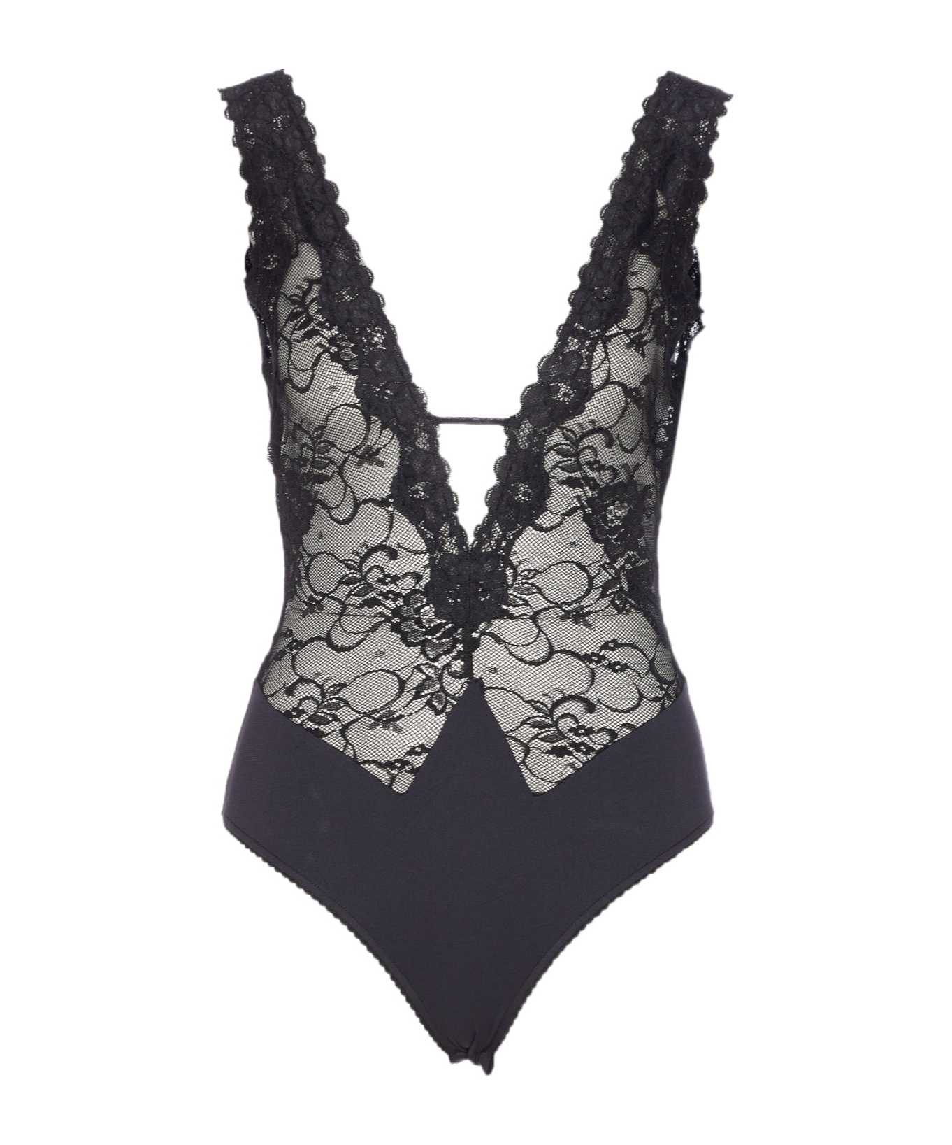 Aniye By V-neck Lace Bodysuit In Black