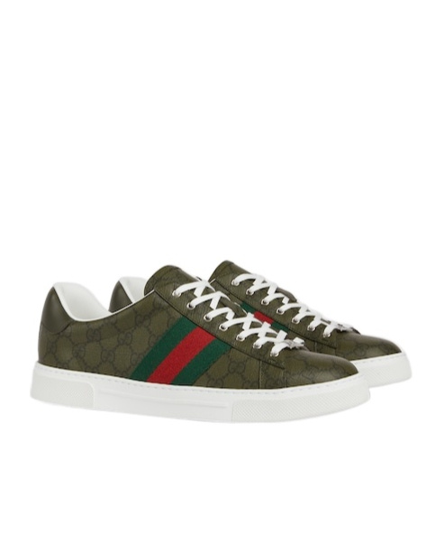 Gucci Men's Ace Sneaker With Web In Green